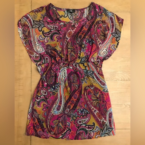 I.N. San Francisco Paisley Boho Style Tunic with Black Undergarment - size S - Picture 1 of 12